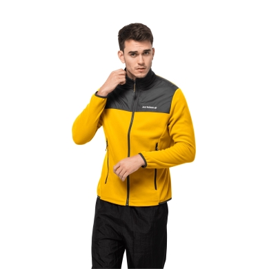 Jack Wolfskin Fleece Jacket DNA Block Fleece - warm, windproof on the shoulders, water-repellent - yellow Men